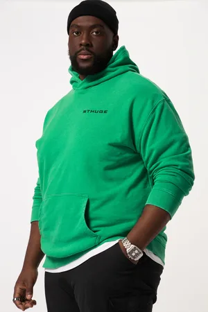STHUGE Bluza z kapturem , długi rękaw, styl oversized, acid wasched, nadruk na kapturze, do rozmiaru 8XL