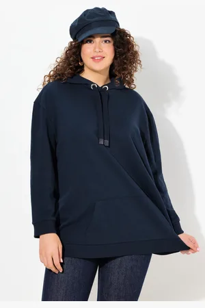 Ulla Popken Bluza z kapturem, motyw z napisem, oversize, kaptur, długi rękaw