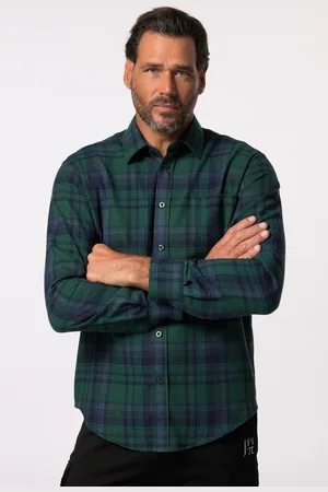 JAY-PI Koszula flanelowa w kratę , outdoor, długi rękaw, kołnierzyk kent, nowoczesny krój, do 7XL