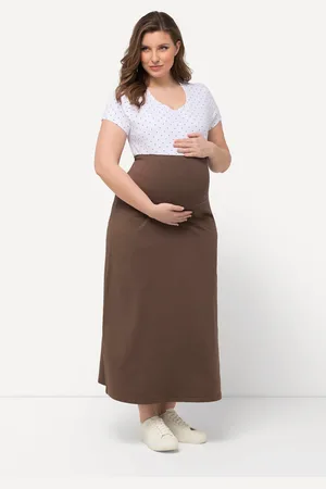 Ulla Popken Spódnica Bellieva, moda ciążowa, dżersej, szeroki, elastyczny pas, bawełna organiczna, GOTS