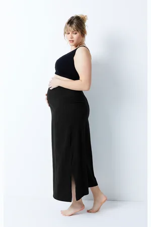Ulla Popken Spódnica Bellieva, moda ciążowa, dżersej, szeroki, elastyczny pas, bawełna organiczna, GOTS