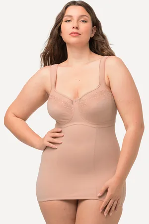 Ulla Popken Top modelujący, haft, siateczka Powermesh, regulowane ramiączka