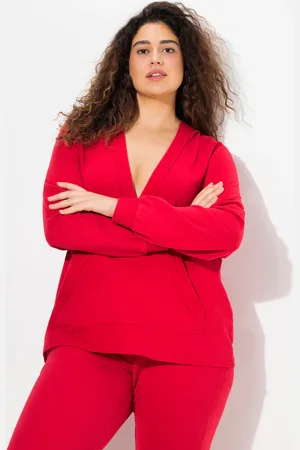 Ulla Popken Bluza z kapturem, kaptur, dekolt w serek, długi rękaw
