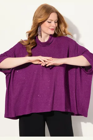 Ulla Popken Bluzka, błyszczący efekt, oversize, golf, rękaw 1/2