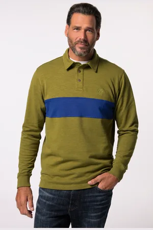 JP 1880 Dzianina dresowa, paski na piersi, kołnierzyk polo z zatrzaskami, do 8 XL