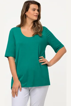 Ulla Popken T-shirt, z przodu dwuwarstwowy, dekolt w serek, rękaw 1/2