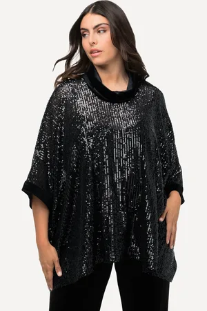 Ulla Popken Koszulka z cekinami, oversize, golf, rękaw 1/2