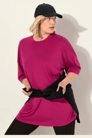 Ulla Popken Długa koszulka, antybakteryjna, oversize, okrągły dekolt, rękaw 1/2