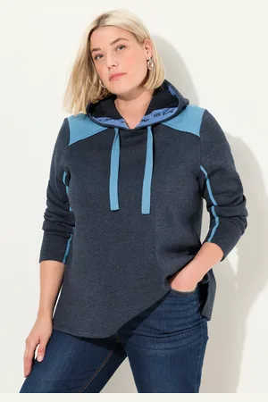 Ulla Popken Bluza z kapturem, waflowa pika, trapezowy krój, kaptur, długie rękawy
