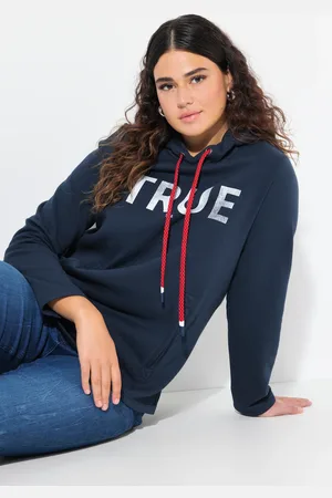 Ulla Popken Bluza z kapturem, True, kaptur, sznurek, kieszenie, długie rękawy