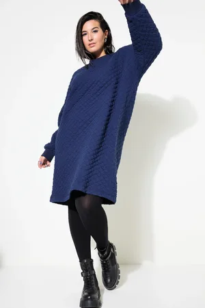 STUDIO UNTOLD Dresowa sukienka, oversize, długość mini, pikowane romby, okrągły dekolt, długie rękawy