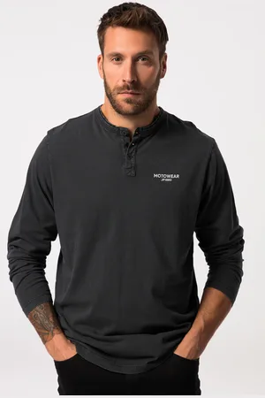 JP 1880 Koszulka henley, długi rękaw, styl vintage, podwójny dekolt z zapięciem na guziki, dla osób wysokich