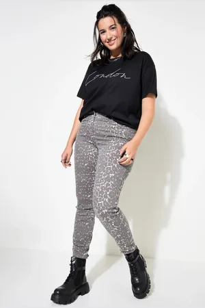 STUDIO UNTOLD Jeansy skinny, wysoki stan, wzór w panterkę, 5 kieszeni