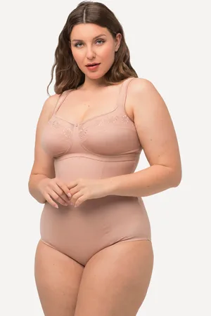 Ulla Popken Body modelujące, haft, siateczka Powermesh, regulowane ramiączka