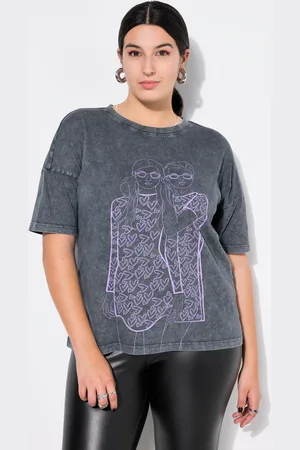 STUDIO UNTOLD T-shirt, oversize, nadruk w serca, dekatyzowany