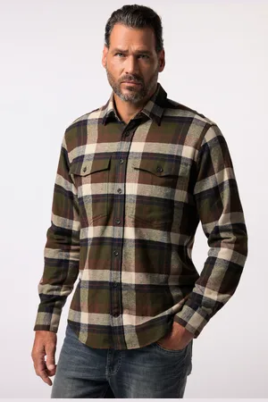 JP 1880 Koszula flanelowa w kratę JP 1880, długi rękaw, kołnierzyk kent, nowoczesny krój, do rozm. 8 XL