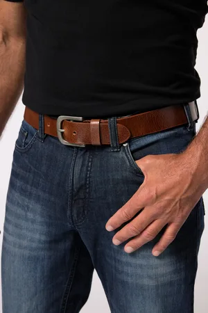 JP 1880 Skórzany pasek, metalowa sprzączka, szerokość 4 cm, do rozm. 170 cm