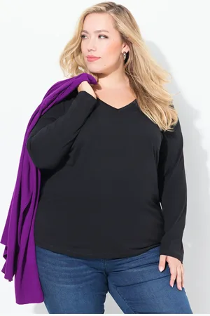 Ulla Popken Koszula, slim, dekolt w szpic, długie rękawy
