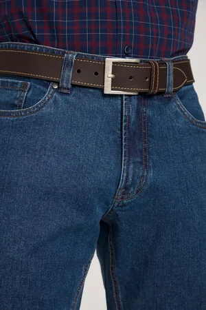 JP 1880 Skórzany pasek, skóra pull up, metalowa sprzączka, szerokość 4 cm