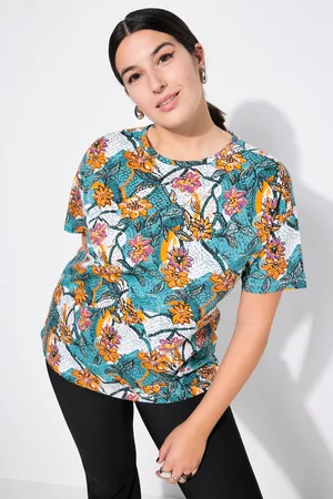 STUDIO UNTOLD T-shirt, krój oversize, kwiatowy nadruk, rękaw 1/2