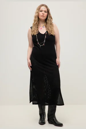 STUDIO UNTOLD Siateczkowa sukienka, długość maxi, Loose Fit, dekolt w szpic, bez rękawów