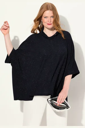 Ulla Popken Bluzka, błyszczący efekt, oversize, golf, rękaw 1/2