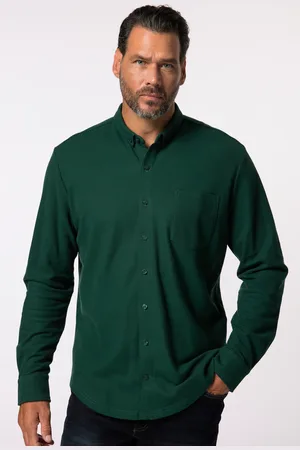 JP 1880 Koszula z piki w kratę JP 1880, strój ludowy, długi rękaw, minikołnierzyk button-down, nowoczesny krój, do rozmiaru 8 XL