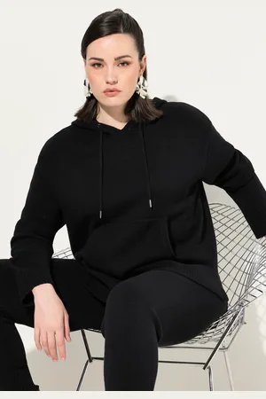 Ulla Popken Bluza z kapturem z dzianiny, oversize, kaptur, długi rękaw, kieszeń
