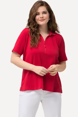 Ulla Popken Koszulka polo, kołnierzyk polo, listwa guzikowa, rękaw 1/2