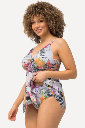 Ulla Popken Tankini, zegarki, miękkie miseczki, wydłużone boki, ramiączka z regulacją