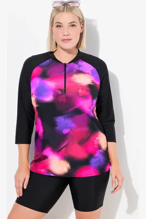 Ulla Popken Koszulka, ochrona UV, slim, stójka, długi rękaw, UPF 50+