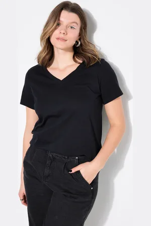STUDIO UNTOLD T-shirt, klasyczny szeroki krój, dekolt w szpic, rękaw 1/2