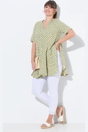 Ulla Popken Legginsy 7/8, 2-pak, koronkowe wykończenie, bawełna organiczna