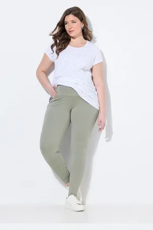 Ulla Popken Leggingsy Bellieva, szeroki, elastyczny pas, krój skinny, bawełna organiczna, GOTS