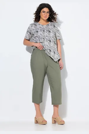 Ulla Popken Spodnie culotte Rose, szeroka nogawka, elastyczny pas, falbana