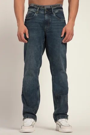 STHUGE Dżinsy , luźny krój, efekt dirty wash, 5 kieszeni, do rozm. 72