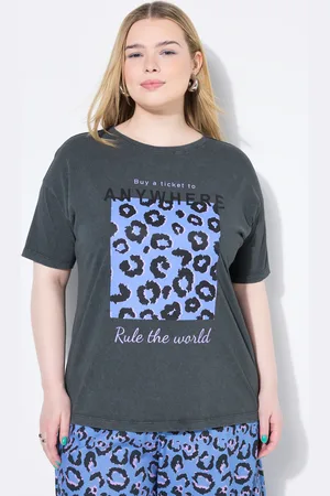 STUDIO UNTOLD T-shirt, kształt oversize, nadruk w panterkę, styl vintage