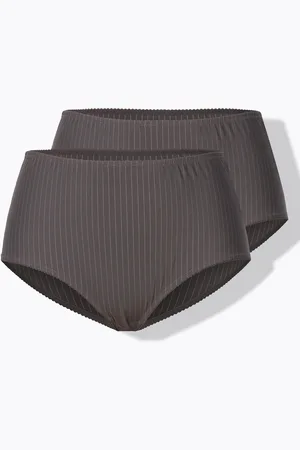 Ulla Popken Figi midi, dwupak, prążki, wysoki krój
