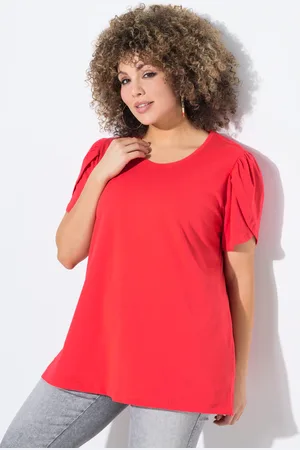 Ulla Popken T-shirt, efekt warstw, krój trapezowy, okrągły dekolt, rękaw 1/2