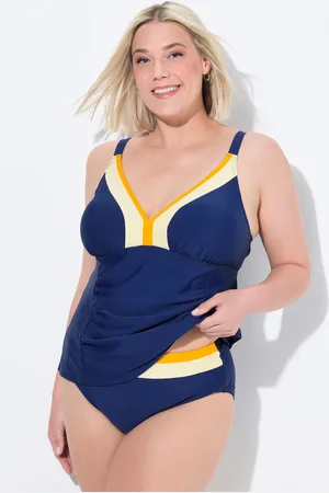 Ulla Popken Tankini, marszczenie, miękkie miseczki, regulowane ramiączka, z recyklingu