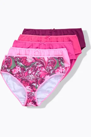Ulla Popken Figi midi, 5-pak, kwiaty/jednokolorowe