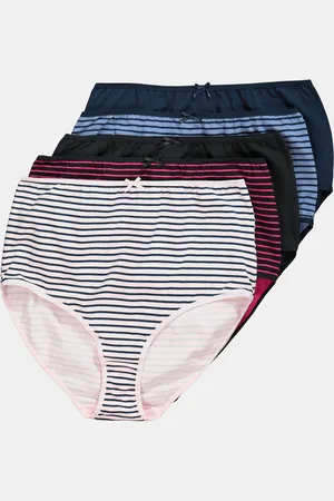 Ulla Popken Figi maxi, 5 par, paski / jednokolorowe, wysoki stan
