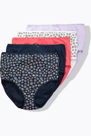 Ulla Popken Figi maxi, 5 par, kwiaty/jednokolorowe