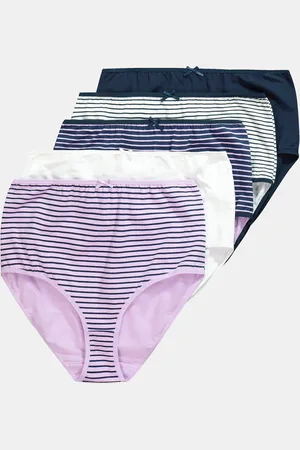 Ulla Popken Figi maxi, 5 par, paski / jednokolorowe, wysoki stan