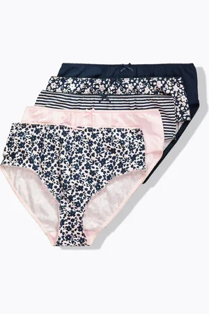 Ulla Popken Figi midi, 5-pak, kwiaty/jednokolorowe