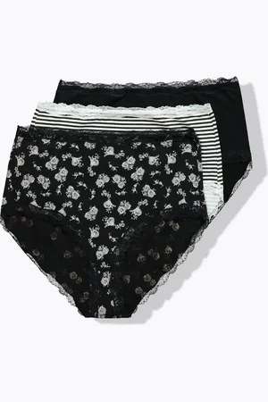 Ulla Popken Figi maxi, 3 pary, koronkowe brzegi