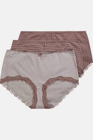 Ulla Popken Hipsterki, 3 pary, paski / kropki / jednokolorowe