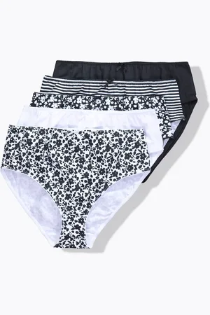 Ulla Popken Figi midi, 5-pak, kwiaty/jednokolorowe