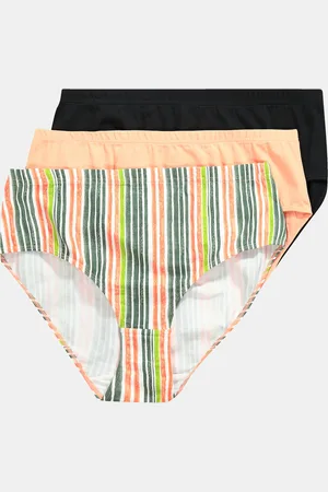Ulla Popken Figi midi, 3 pary, paski/jednokolorowe