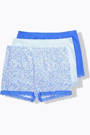 Ulla Popken Figi, 3 pary, rąbek z koronką, wzór kwiatów/jednokolorowe